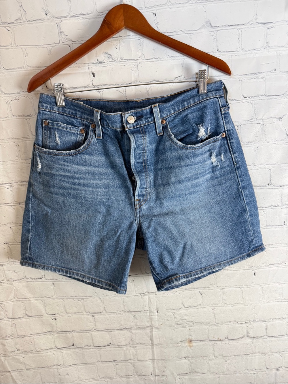 Levi's 501 Medium Blue Denim Cutoff Shorts 31